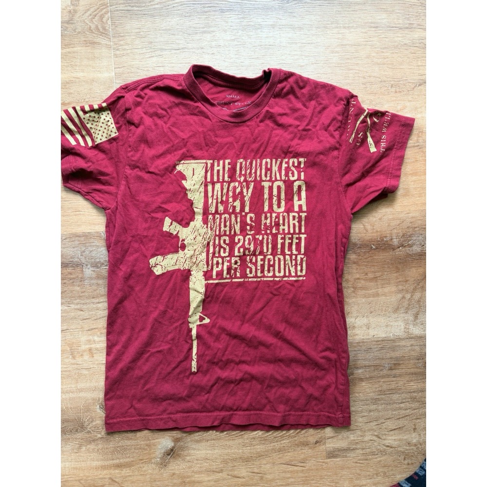 Grunt Style S Red Cotton Knit Crew Neck Short Sleeve Graphic T-Shirt Womens